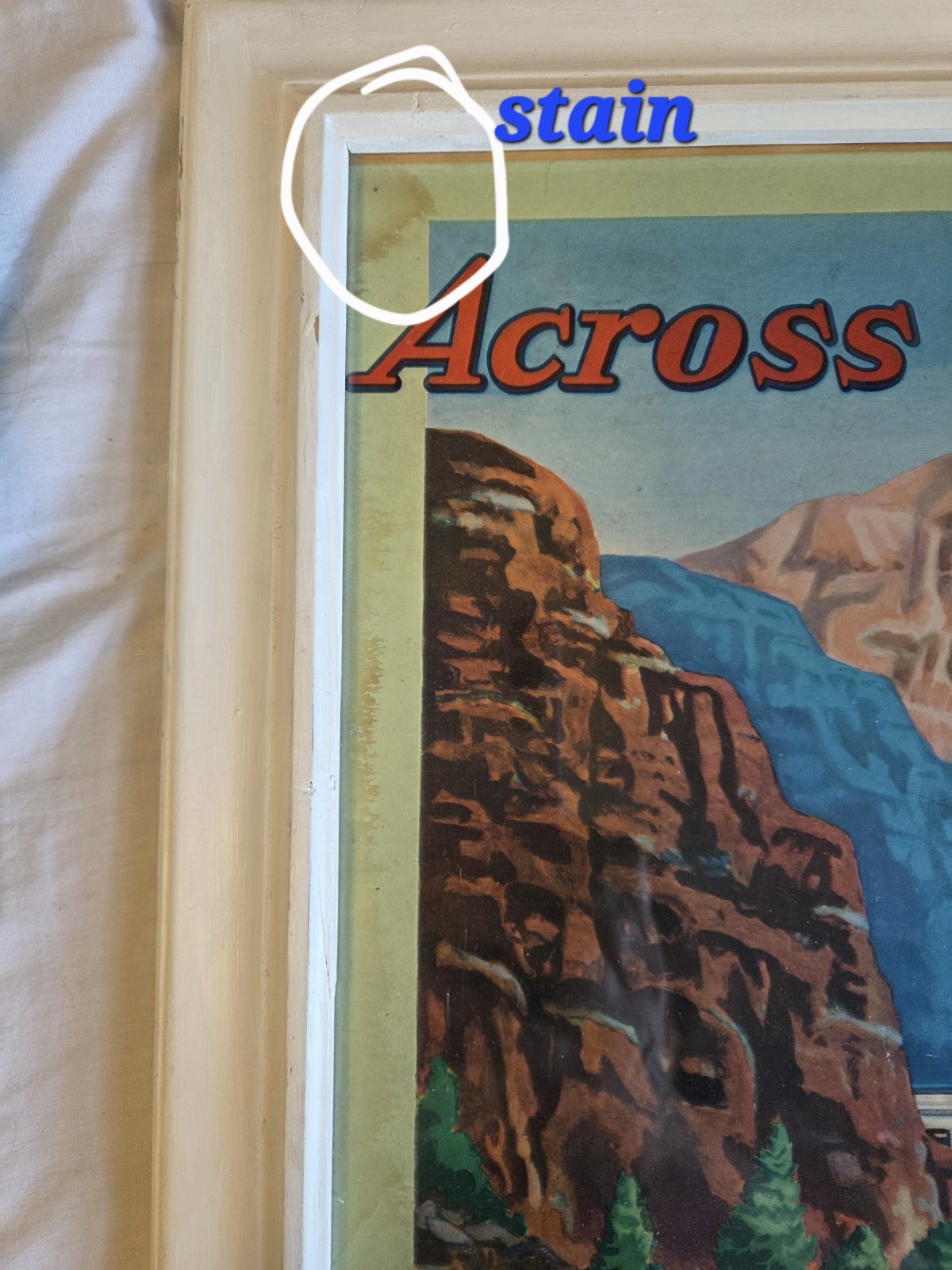 Vintage Framed Board Game Box Lid “Across The Continent ” Train Gaming Decor