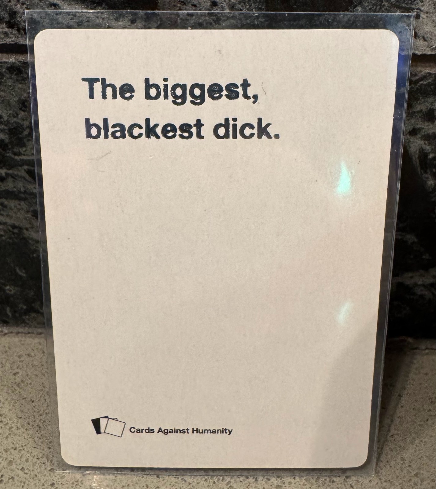 Cards Against Humanity “Biggest Blackest Dick” Card MINT w/ Nutrition Facts Foam