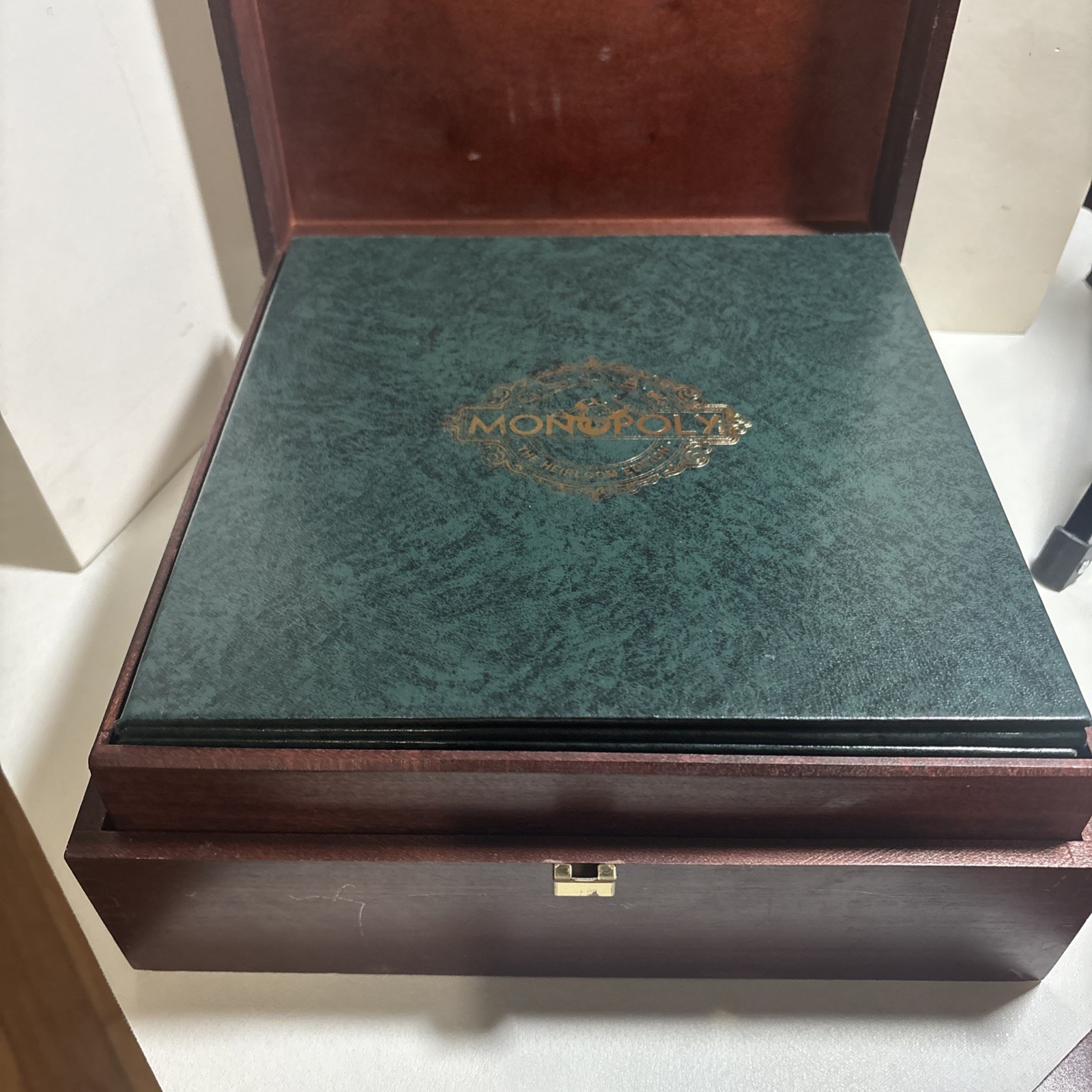 MONOPOLY Heirloom Edition 1997 Parker Brothers Deluxe Wood Box VTG Incomplete