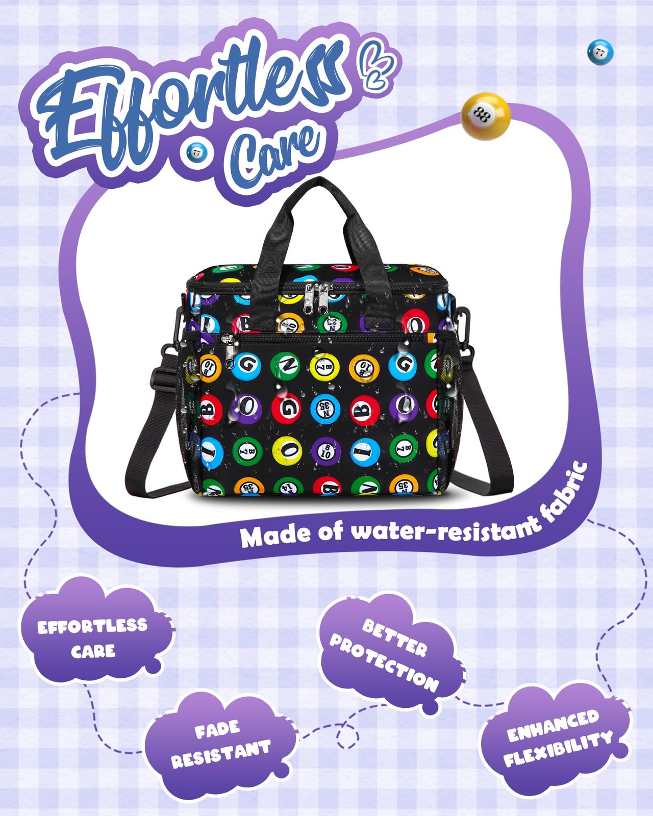 Bingo Bag for Bingo Set Stuff Supplies Bingo Bags with Pockets for Bingo Daubers