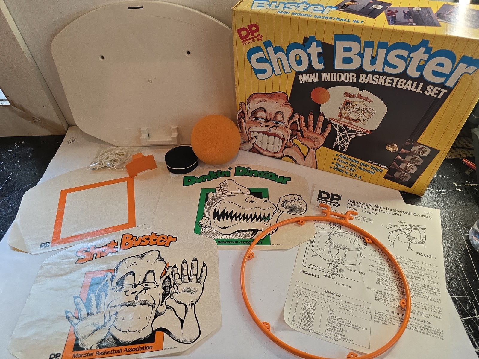 DP Shot Buster 1988 Vintage Mini Indoor Basketball Set ‘Dunkin’ Dinosaur’