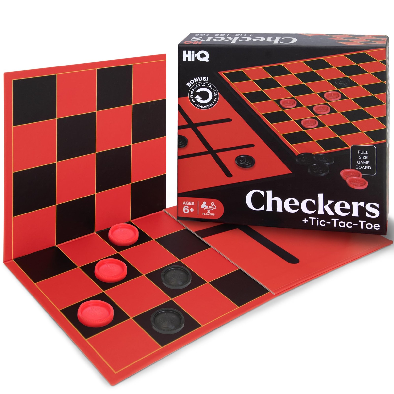 Checkers — Classic Game with Folding Board and Interlocking Checkers
