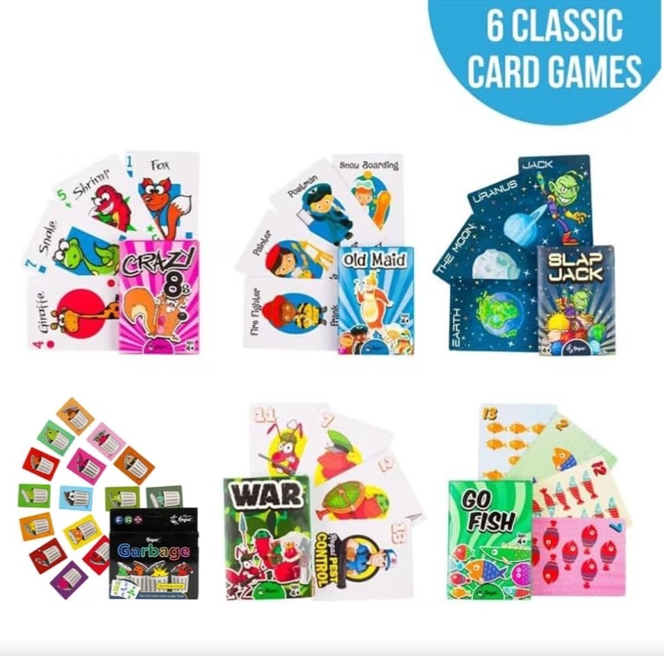 5 Pack Regal Games Card Games for Kids – Go Fish, Crazy 8’s, Old Maid, Slap Jack