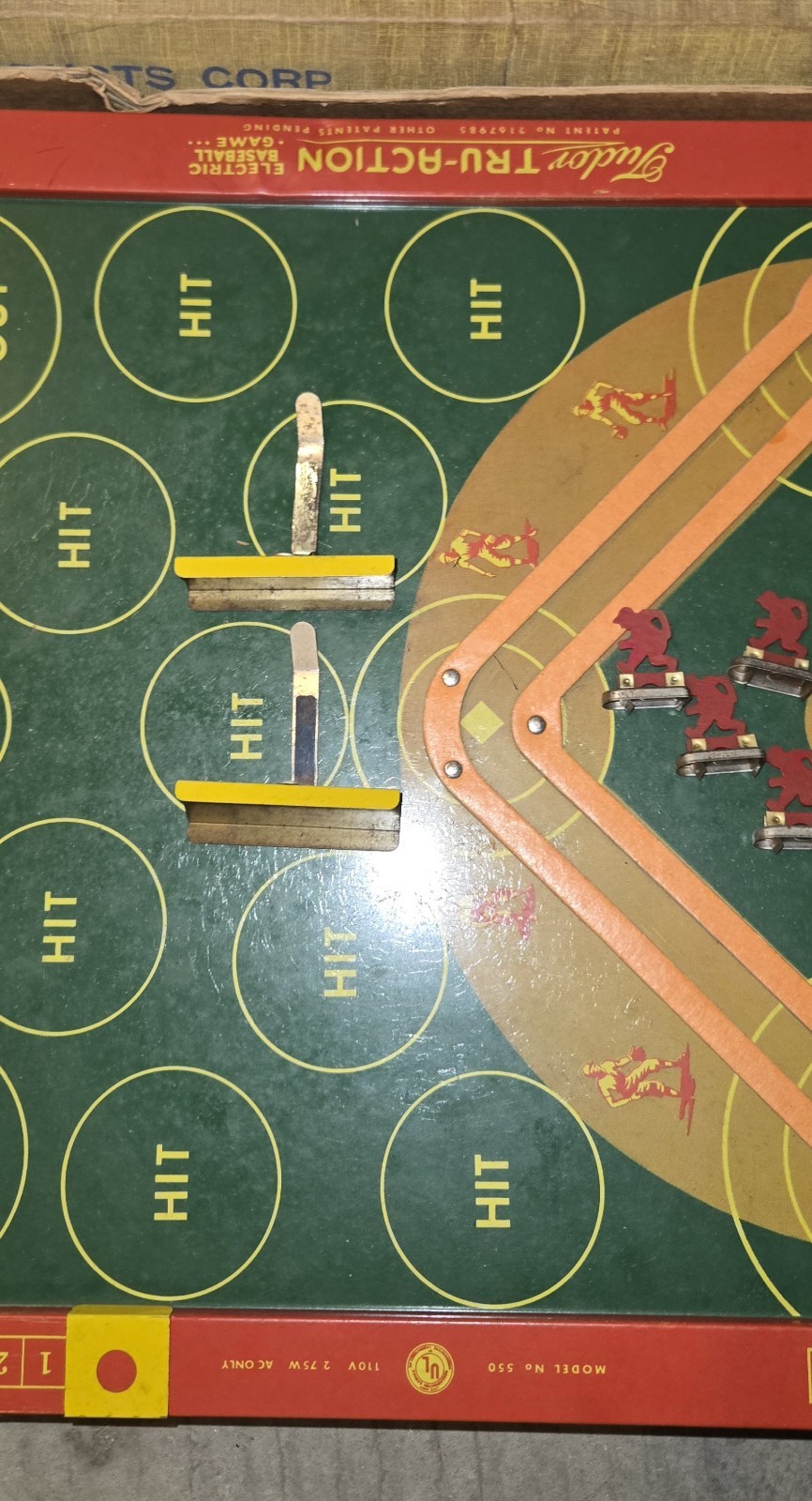Vintage 1950’s Tudor Tru-Action Electric Baseball Game, With 8 Players, Works