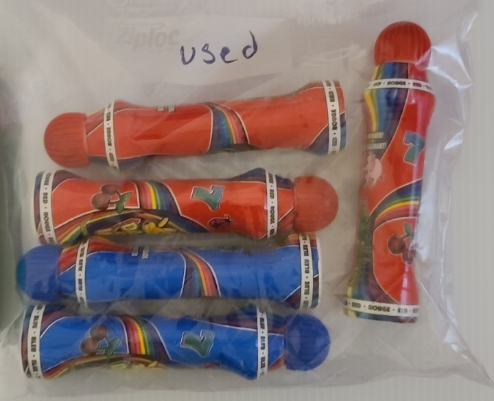 Dab-O-Ink 3oz Vert Green Bingo Dauber (Pack of 6) and 5 used ones 2 blue 3 red