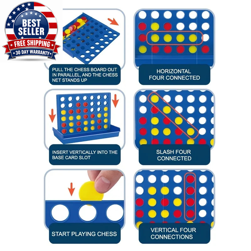 The Classic Game of Connect 4 Game for 2 Players; Connect 4 Grid Get 4 in a Row