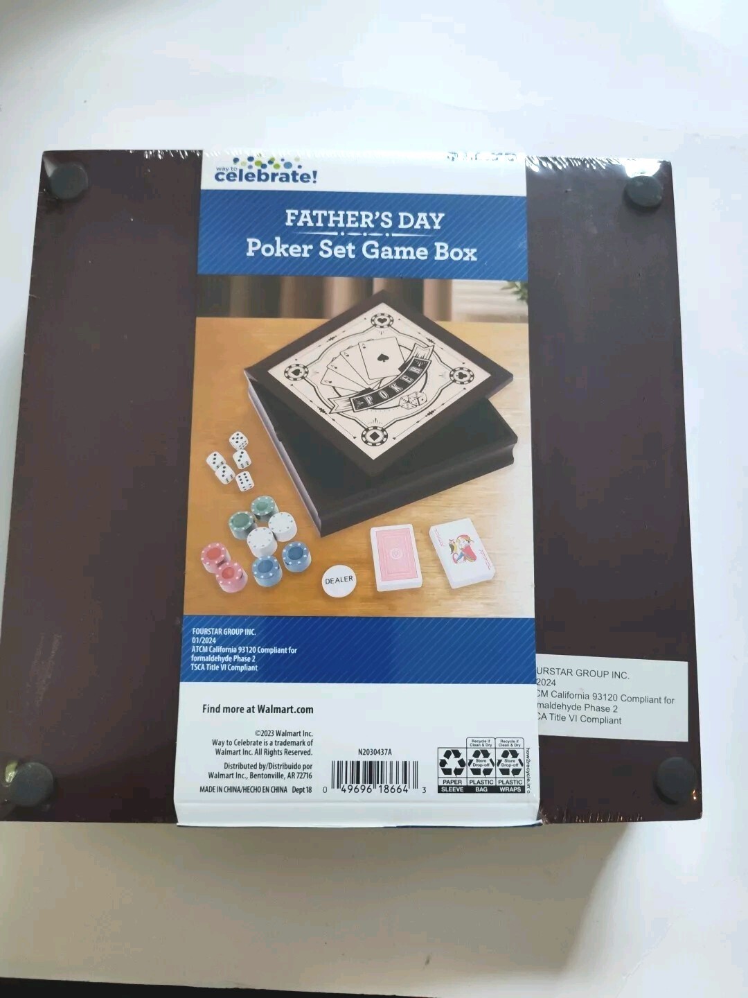 Father’s Day Poker Set Game Box, New Cards, Chips, Dice Dealer Button
