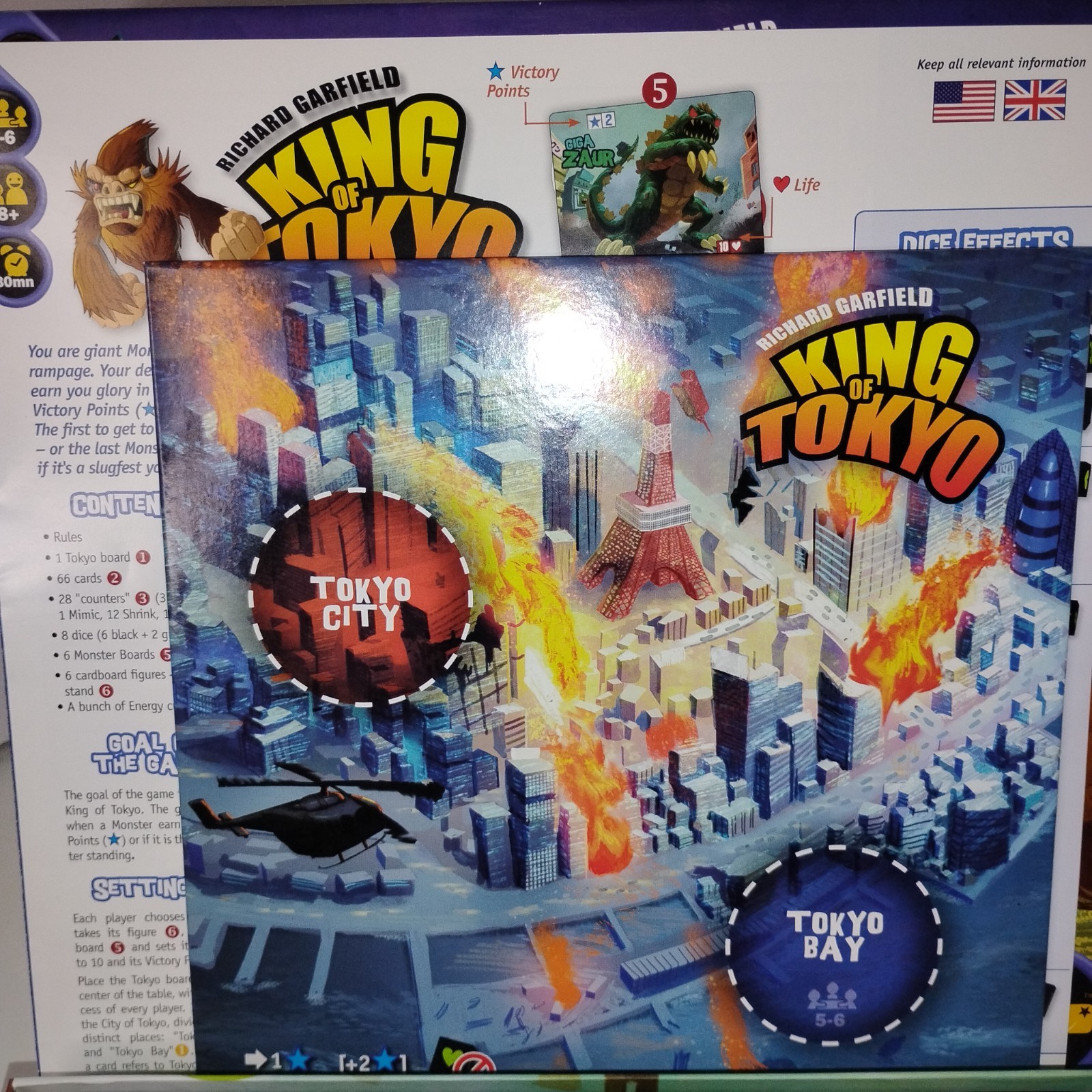 King of Tokyo Board Game IELLO Richard Garfield 2014 COMPLETE Open Box