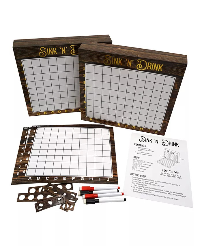 Drinking Board Game Shots Party Game w/ Dry Erase Markers 2 Player