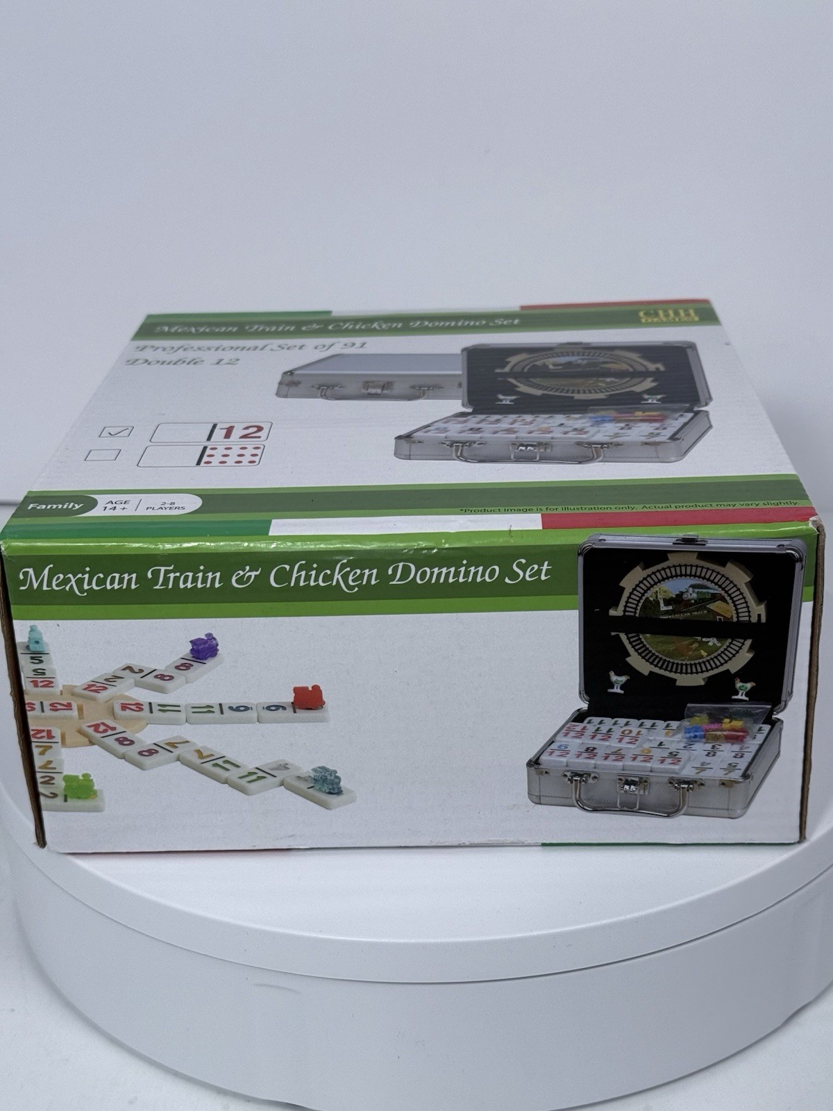Dominos Double 12 Numeral Tiles 2-in-1 Mexican Train Set Alum Case by CHH New