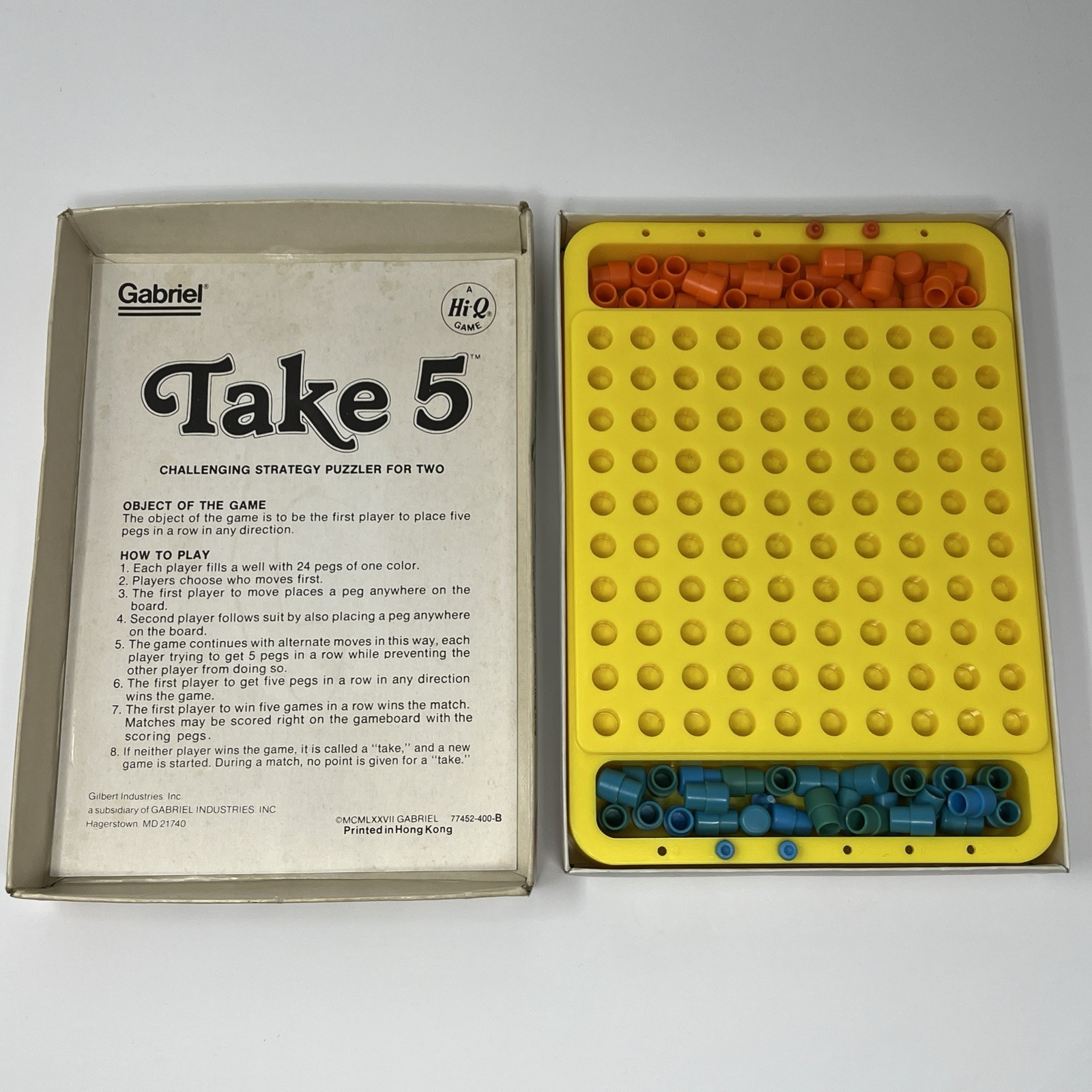 Gabriel Take 5 Strategy Game 2 Players A Hi-Q Game Vintage 1977