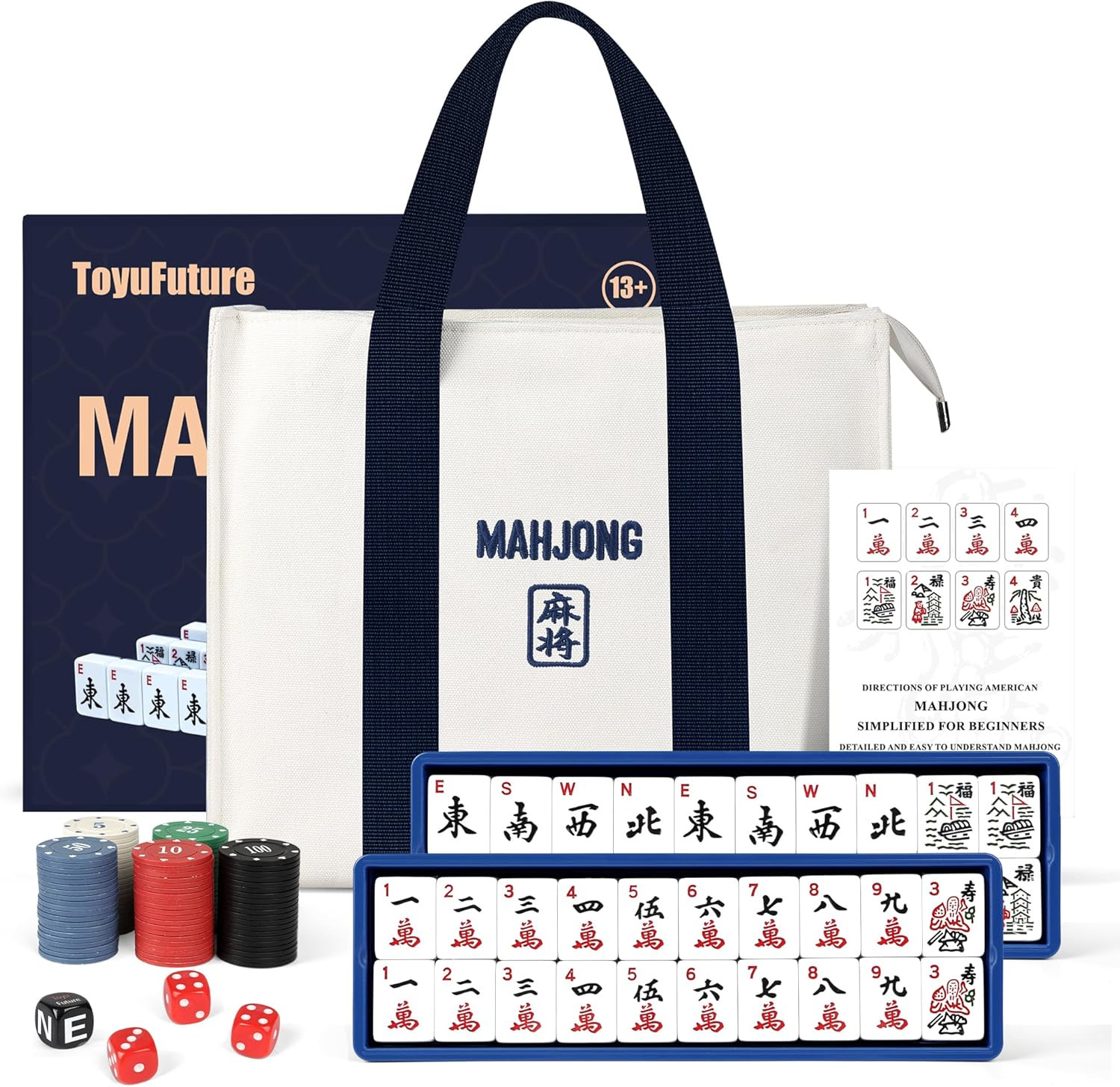 Upgraded American Mahjong Tile Set, 166 Large 1.5″ Deluxe Mahjong Tiles, Mahjong