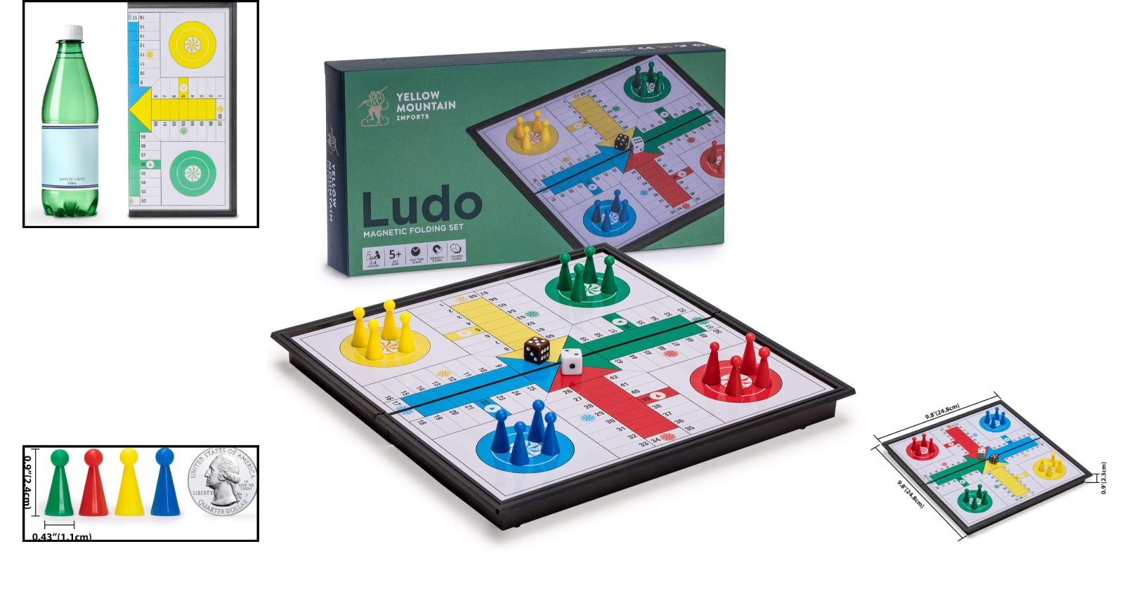 Magnetic Ludo Travel Game Set 9.8″ Folding Board for Kids & Adults, Portable …