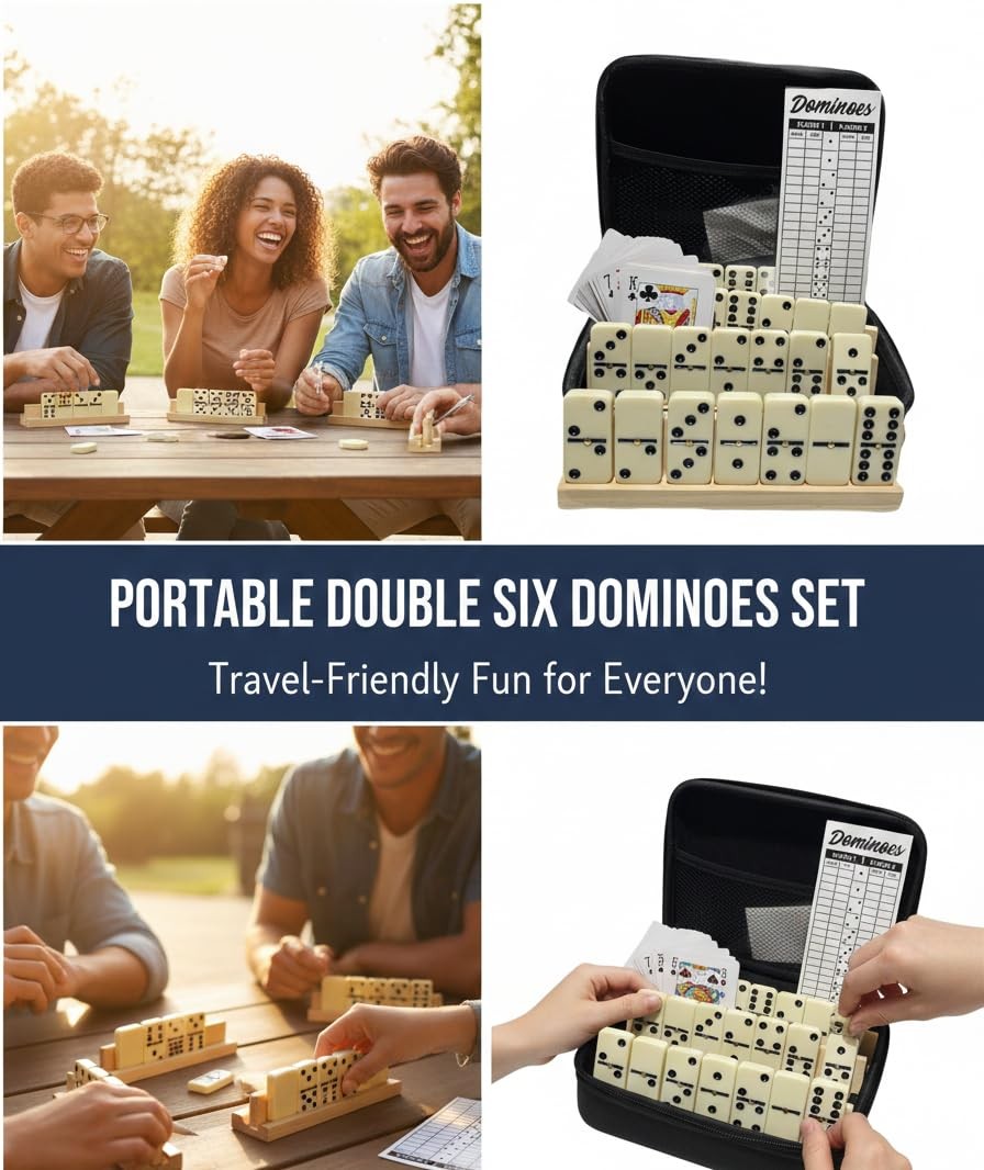Double 6 Dominoes Set for Adults 28 Tiles Game PRK 14 Complete Set