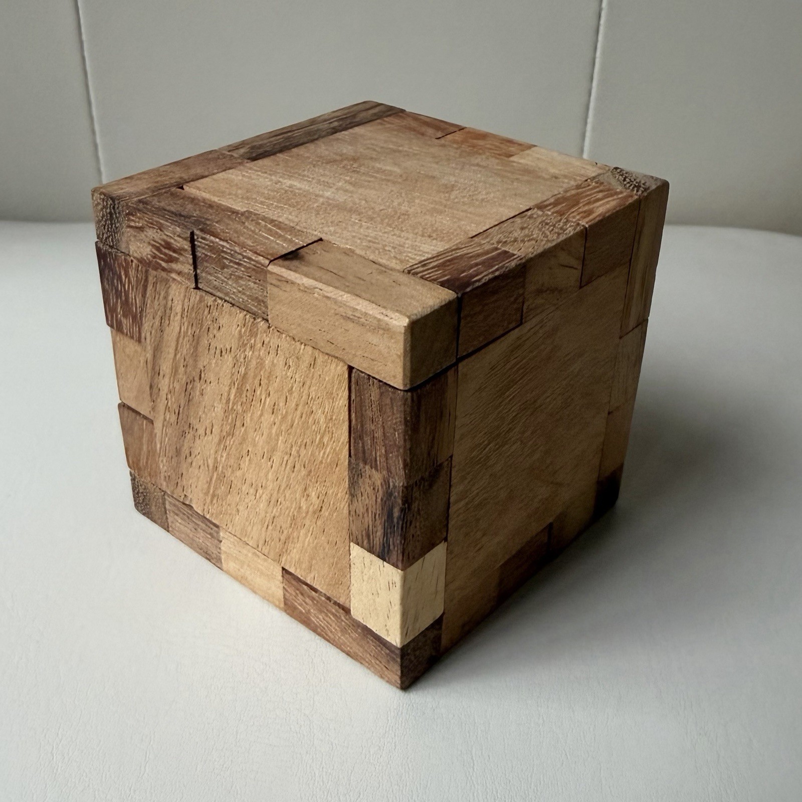 Pair of Wood Dice & Wooden Storage Box Unique Puzzle Box Multi Colored Dots