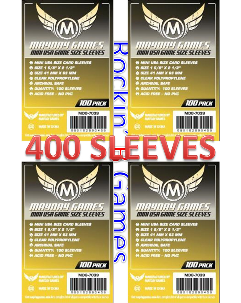 Mayday Games Mini USA Size Sleeves (4×100 Pack, 400 sleeves) MDG-7039