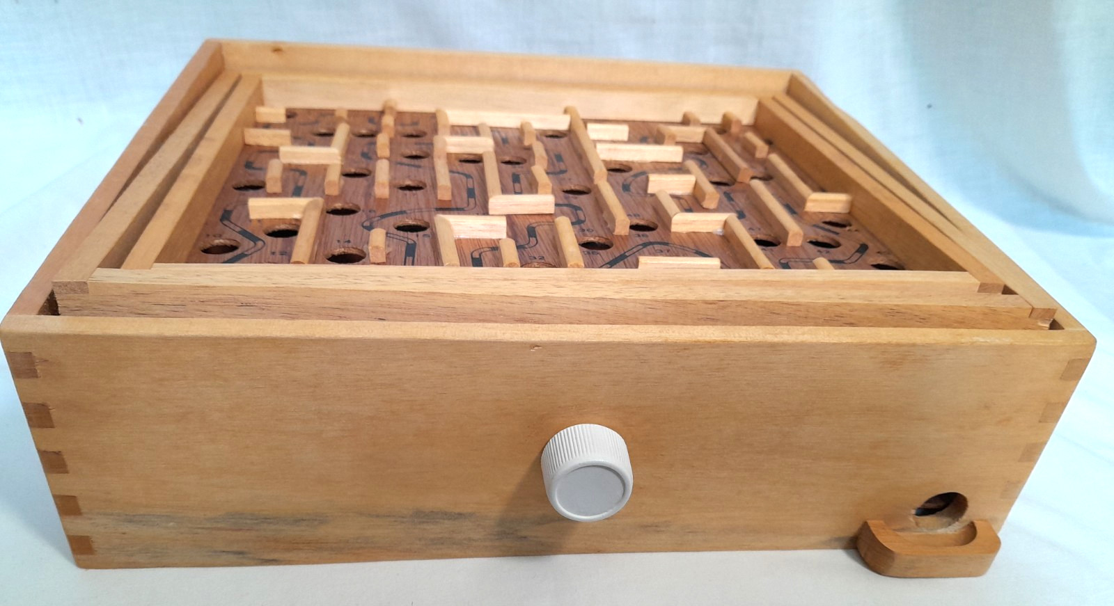 Vintage Labyrinth Skill Game Wooden Maze 1986 Game Design w/1 white marble