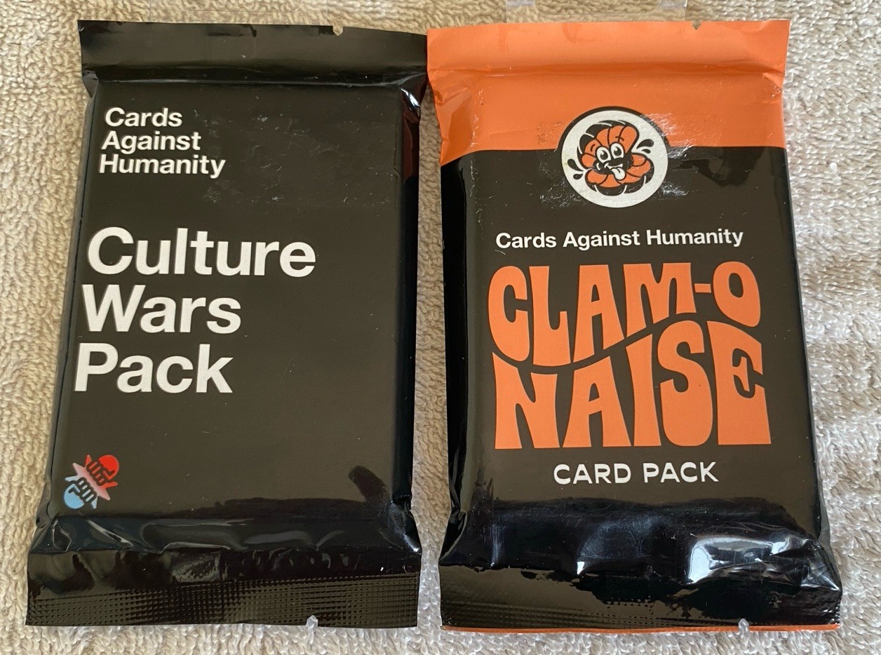 CARDS AGAINST HUMANITY 2-Expansion Packs Clam-O-Naise Culture Wars 60-Cards NEW