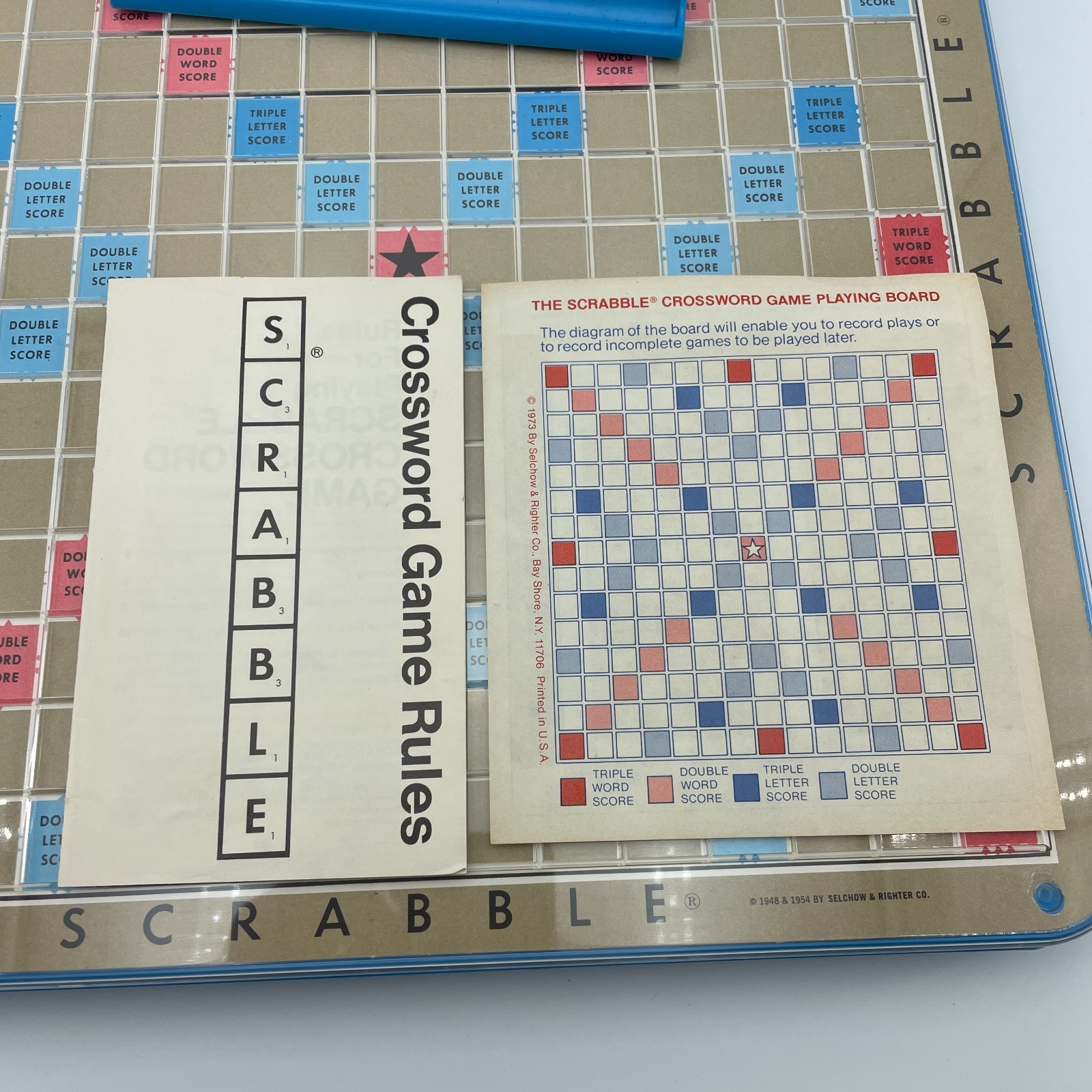 SELCHOW & RICHTER SCRABBLE Board Game Vintage 1977 Complete Blue Case