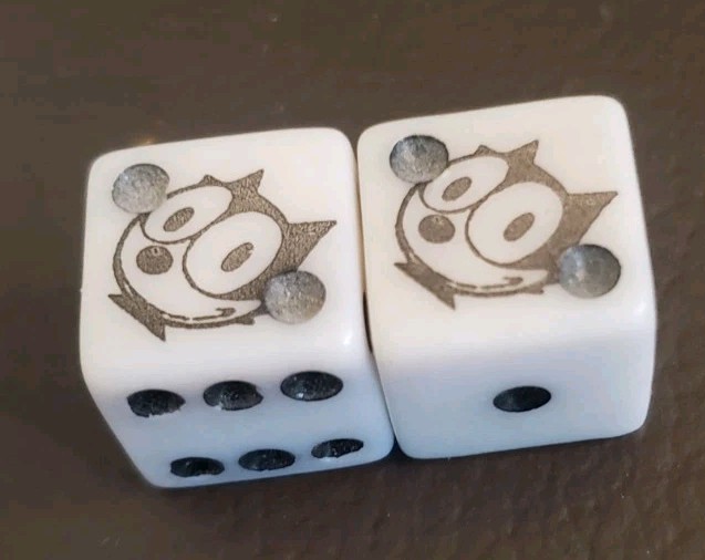 Vintage FELIX THE CAT Game Dice Pair Die From Board Game? HARD TO FIND!!!