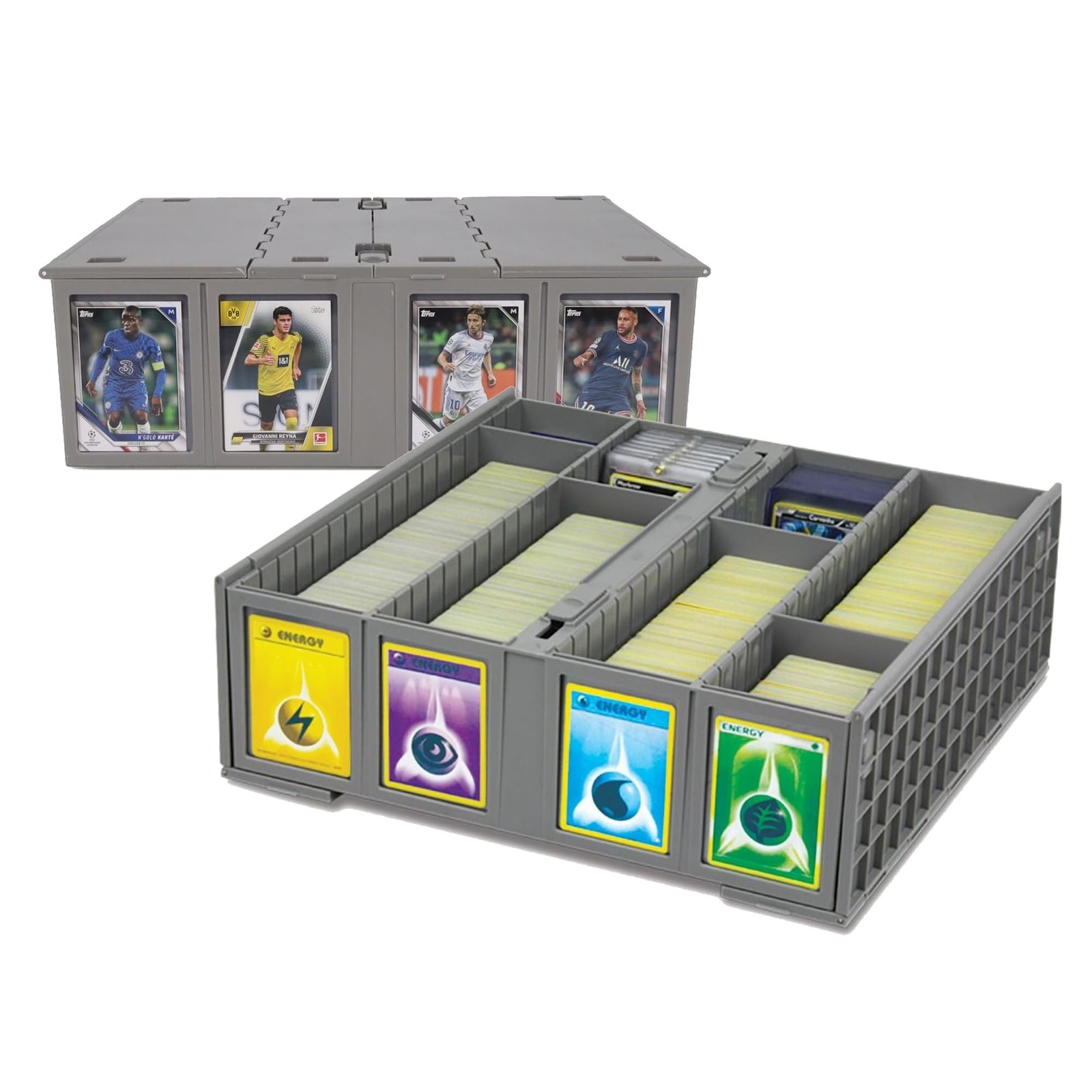 BCW Collectible Card Bin (2-Pack, Gray) | Holds 3200 Cards Each | Includes 4 …