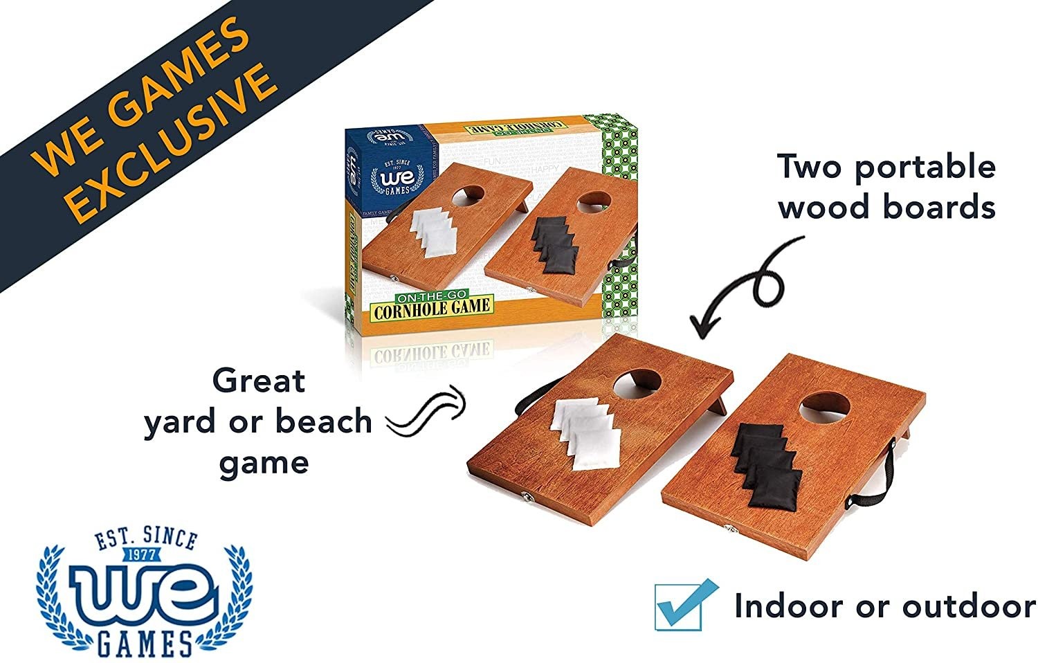 WE Games Indoor or Outdoor Travel Cornhole Game – 16 x 10.5 in.
