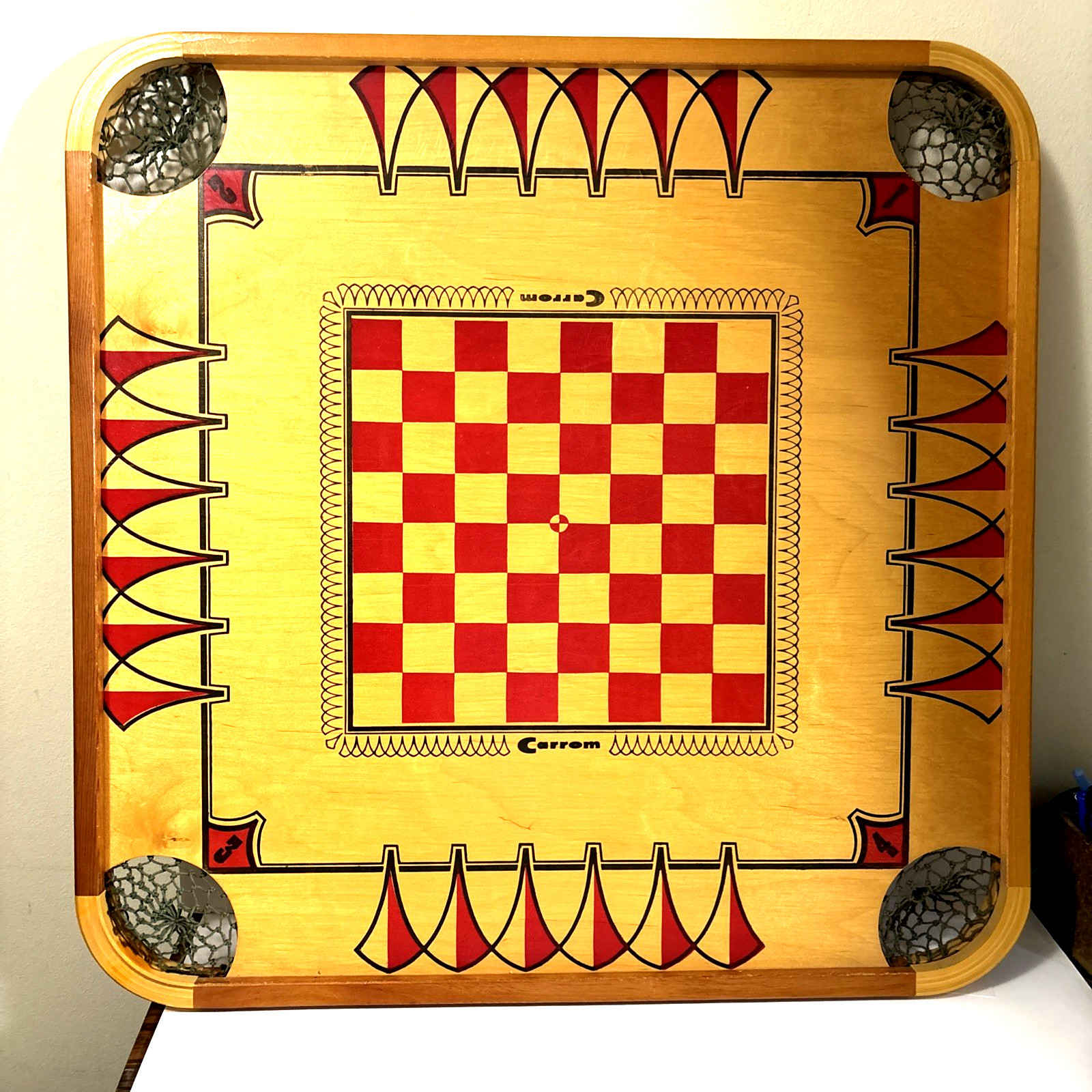 Vintage 1960s Carrom Game Board Model 106 With Original Box Wooden Double Sided