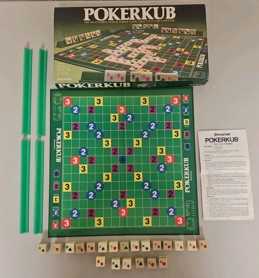 Pokerkub Board Game 1983 Pressman Multi-Directional Poker Complete #5100
