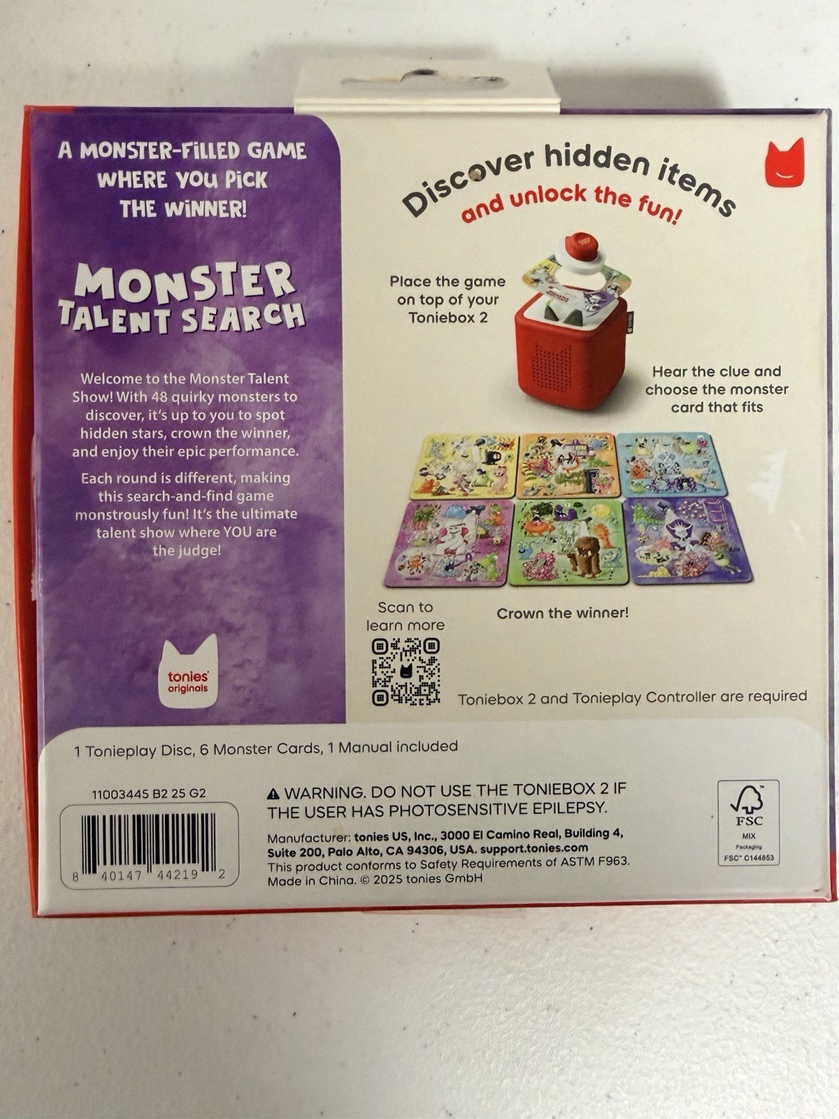 Tonies Tonie Play Game. Monster Talent Search 5+ New