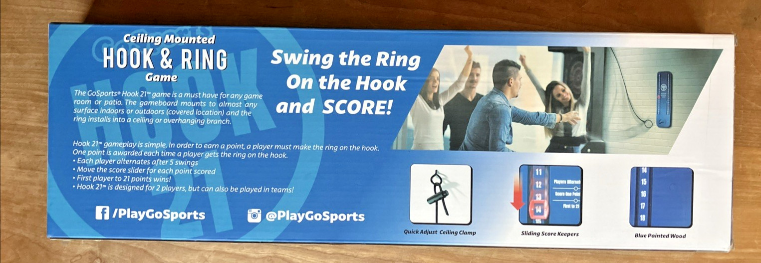 Hook 21 Hook & Ring Game with Foldable Arm Ceiling Mounted NEW GoSports