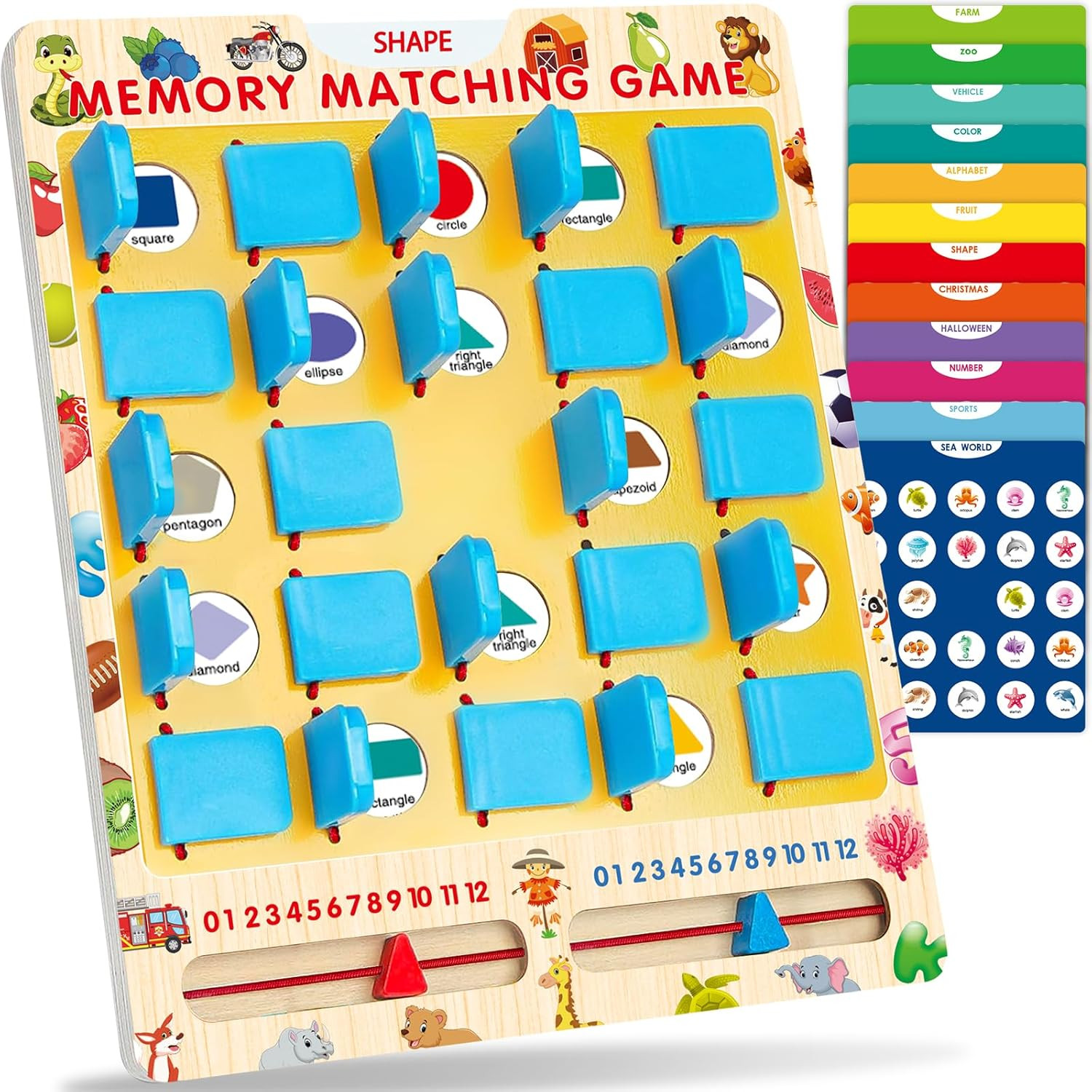 Matching Memory Game for Kids Ages 3-5 4-8, Board Games for 4-6, Car Airplane Ca