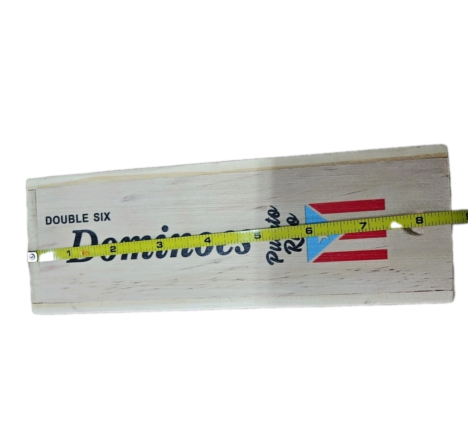 DOUBLE SIX BIG DOMINOES PUERTO RICO FLAG WITH WOODEN CASE DOBLE 6