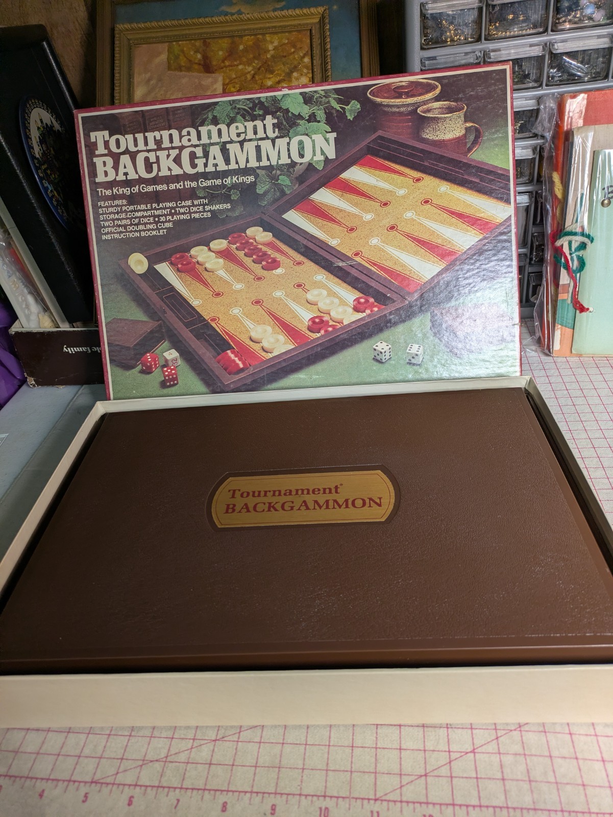 Vtg 70s Backgammon Lowe Plastic Box Board Game COMPLETE