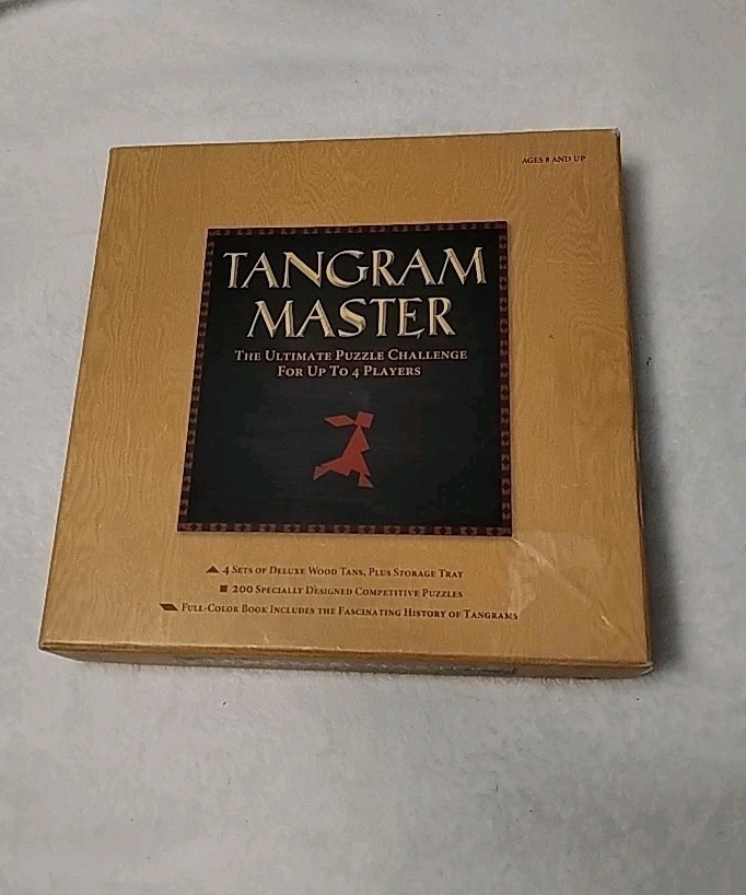 Tangram Master Ultimate Wooden Puzzle Challenge Sterling, 4 sets wood tabs &tray