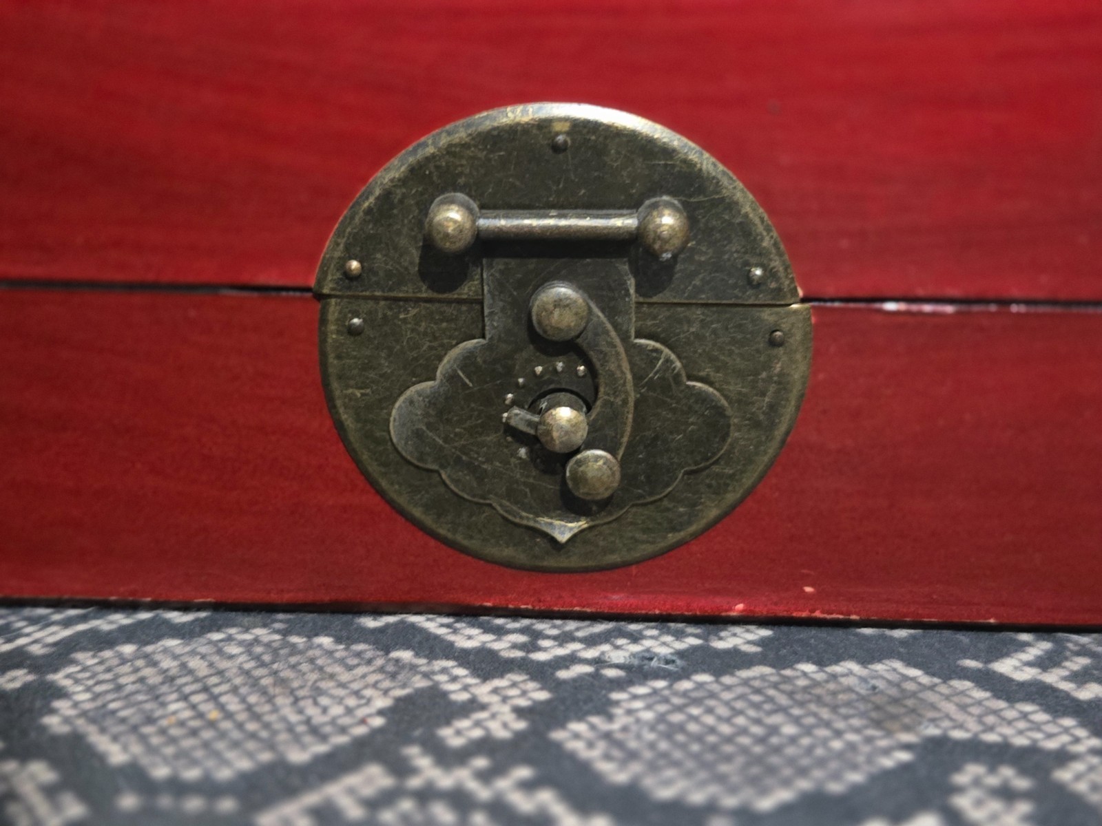 Vintage Red Chinese Game Set Wood Box Dragon & Phoenix Chess Backgammon Checkers