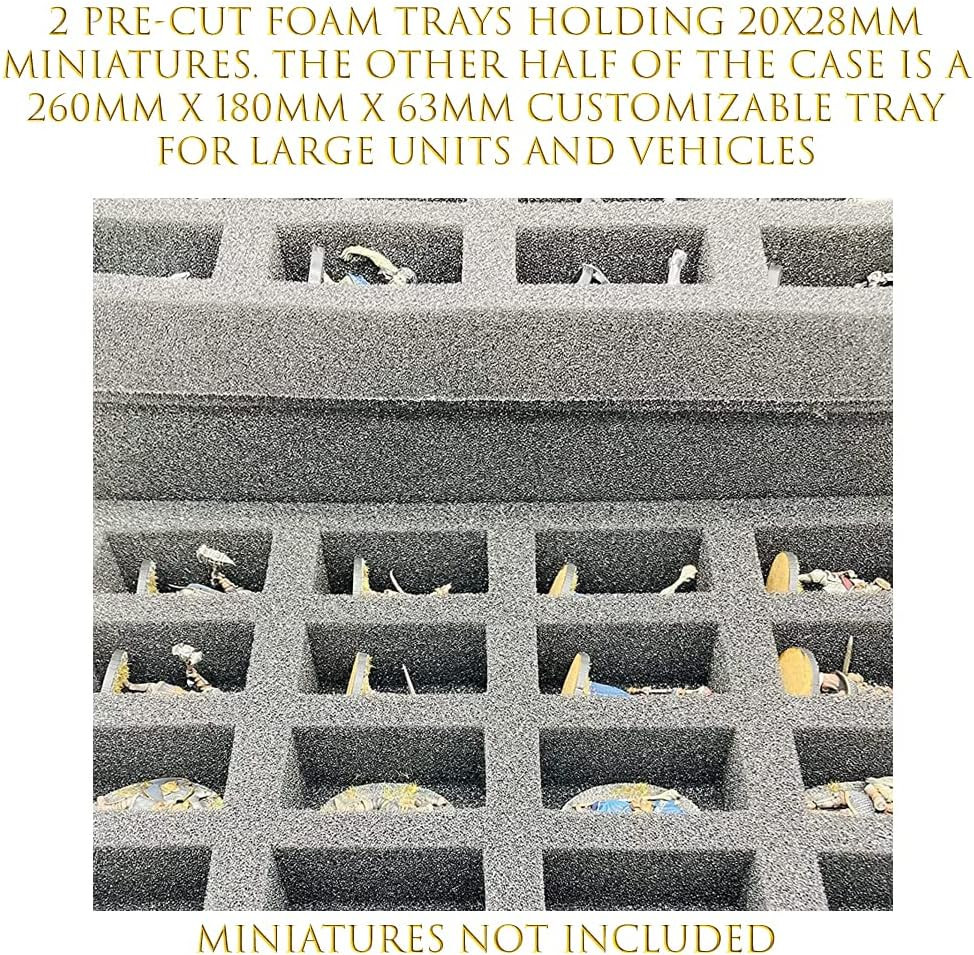 Gargoyle Miniature Carrying Case – 80 Foam Slots for 28Mm Storage – Dnd Case wit