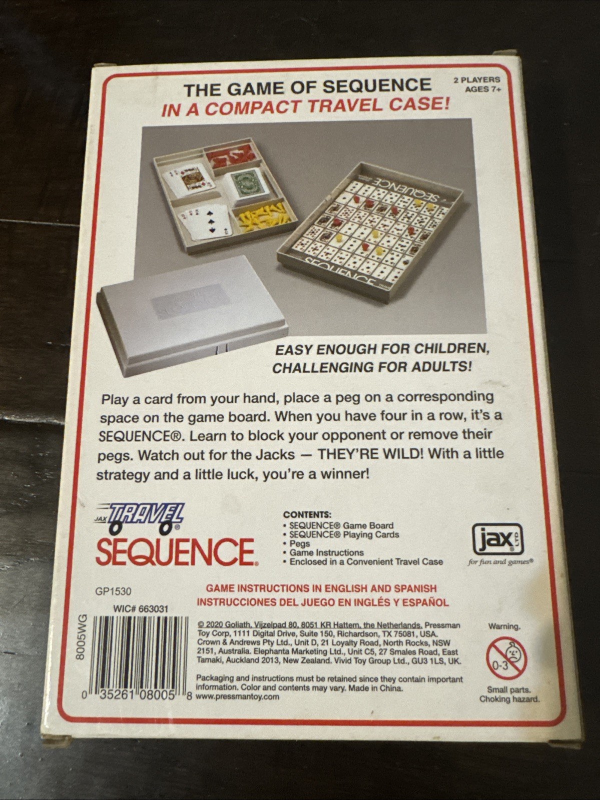 Sequence Travel Version Game of Strategy 1994 Jax Ltd. Brand New Board Game