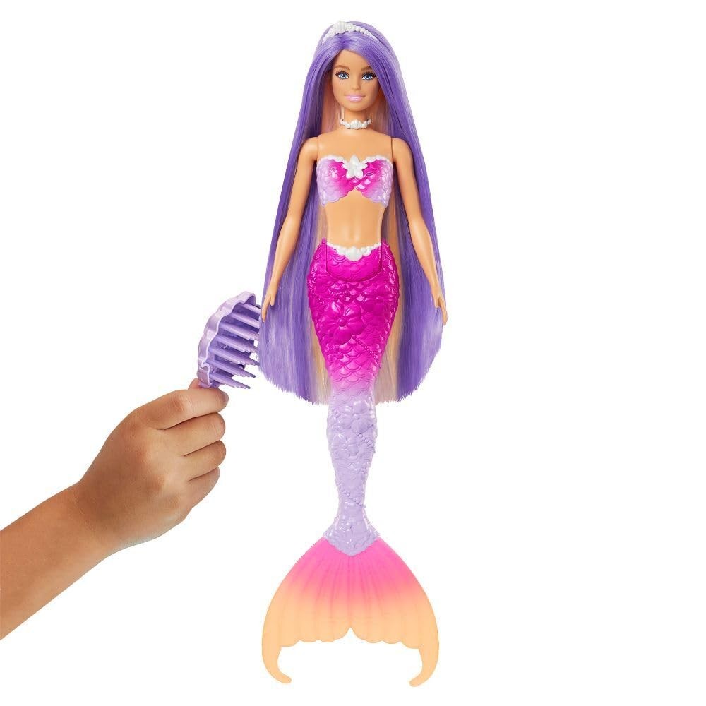 Barbie Mermaid Doll Malibu Pink Hair Pet Dolphin Figure HRP97 treats natural