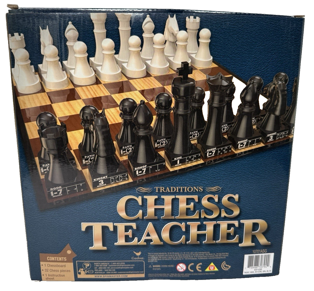 Chess Teacher Learn to Play for Beginners Labeled Pieces Cardinal NEW