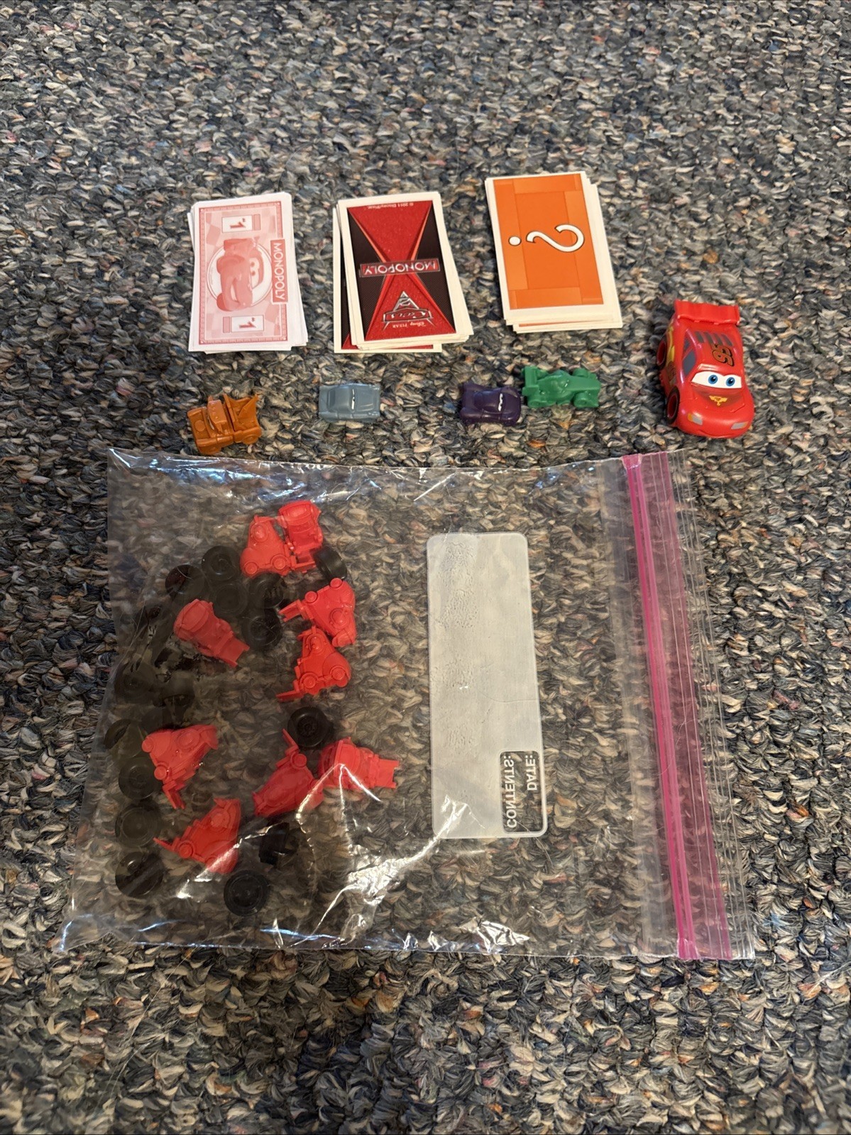 Disney Pixar Cars 2 Monopoly Game Lightning McQueen Racetrack Game COMPLETE Used