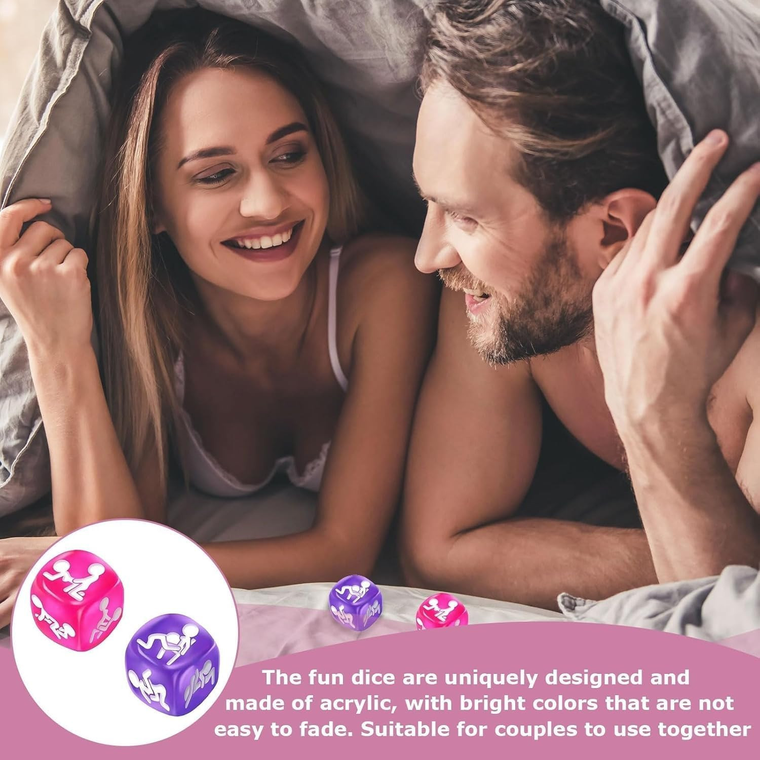2 Pcs Naughty Date Night Dices for Couples, Sex Game Positon Dice Set Adult with