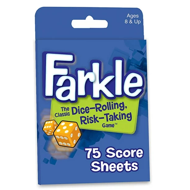 Farkle Classic Dice Game + 75 Score Sheets BUNDLE- Family Game Night Ages 8+