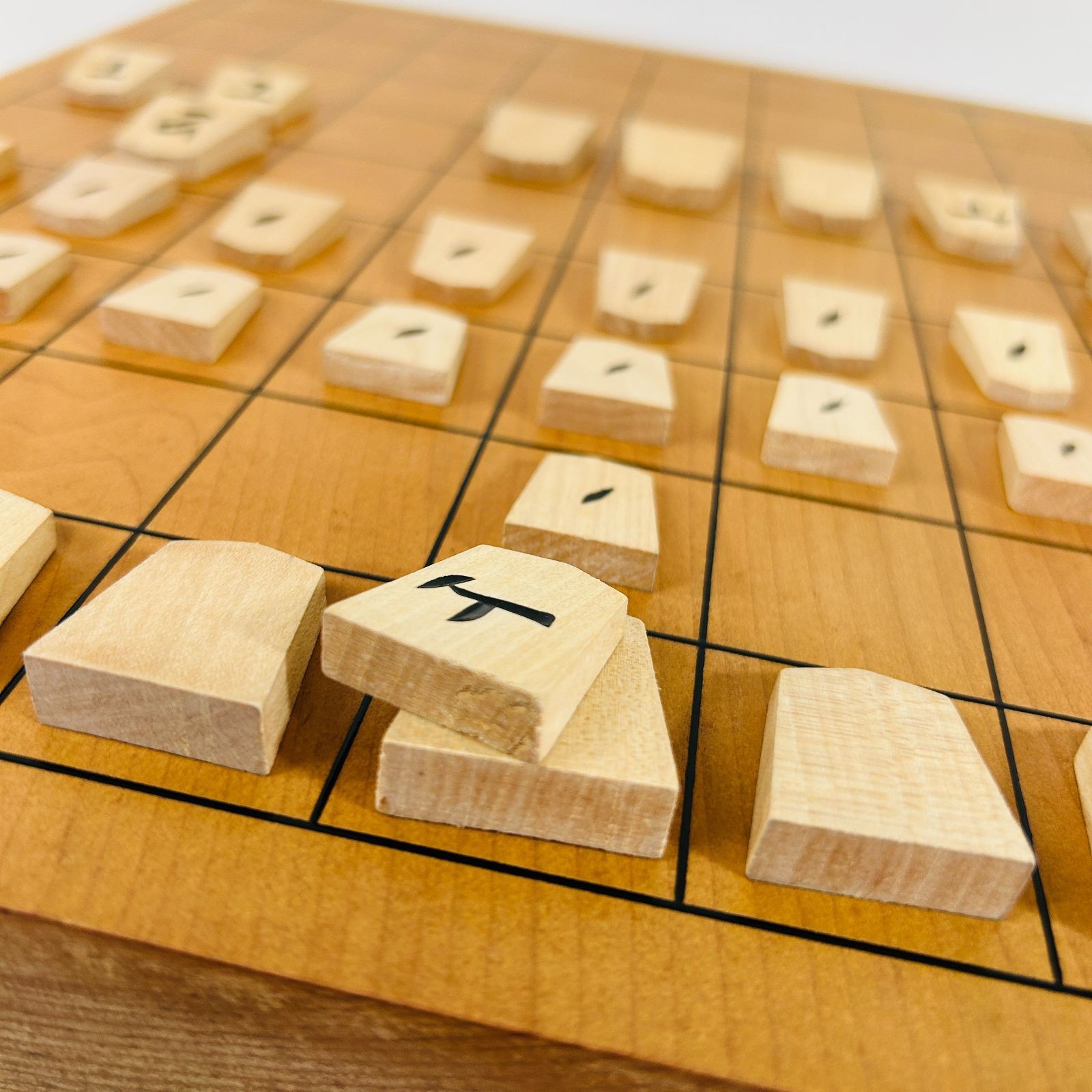 Natural Wood Black Carved Shogi Playable Set