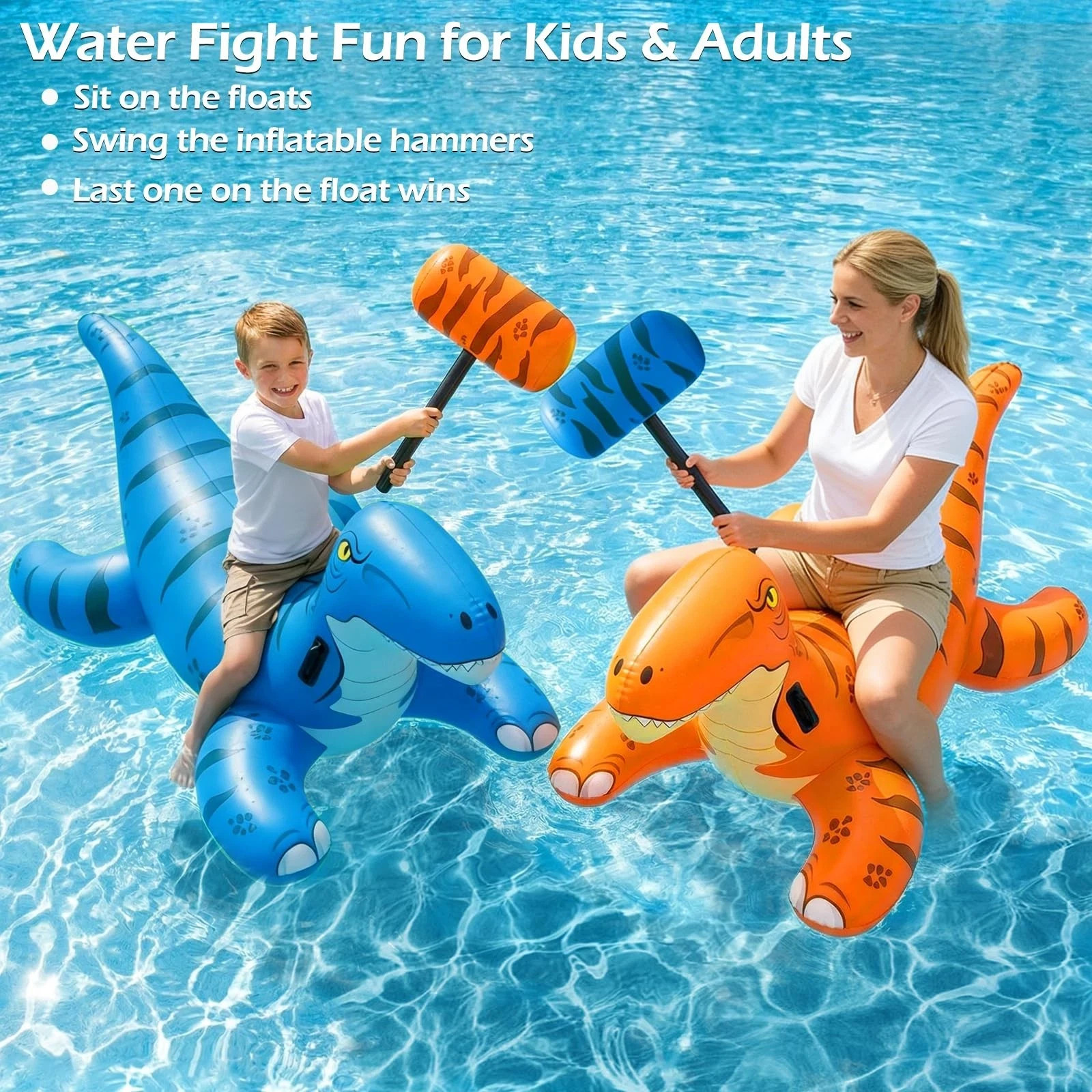 Pool Floats 2Pack Inflatable Dinosaur Ride On X Large Green Orange Jasonwell