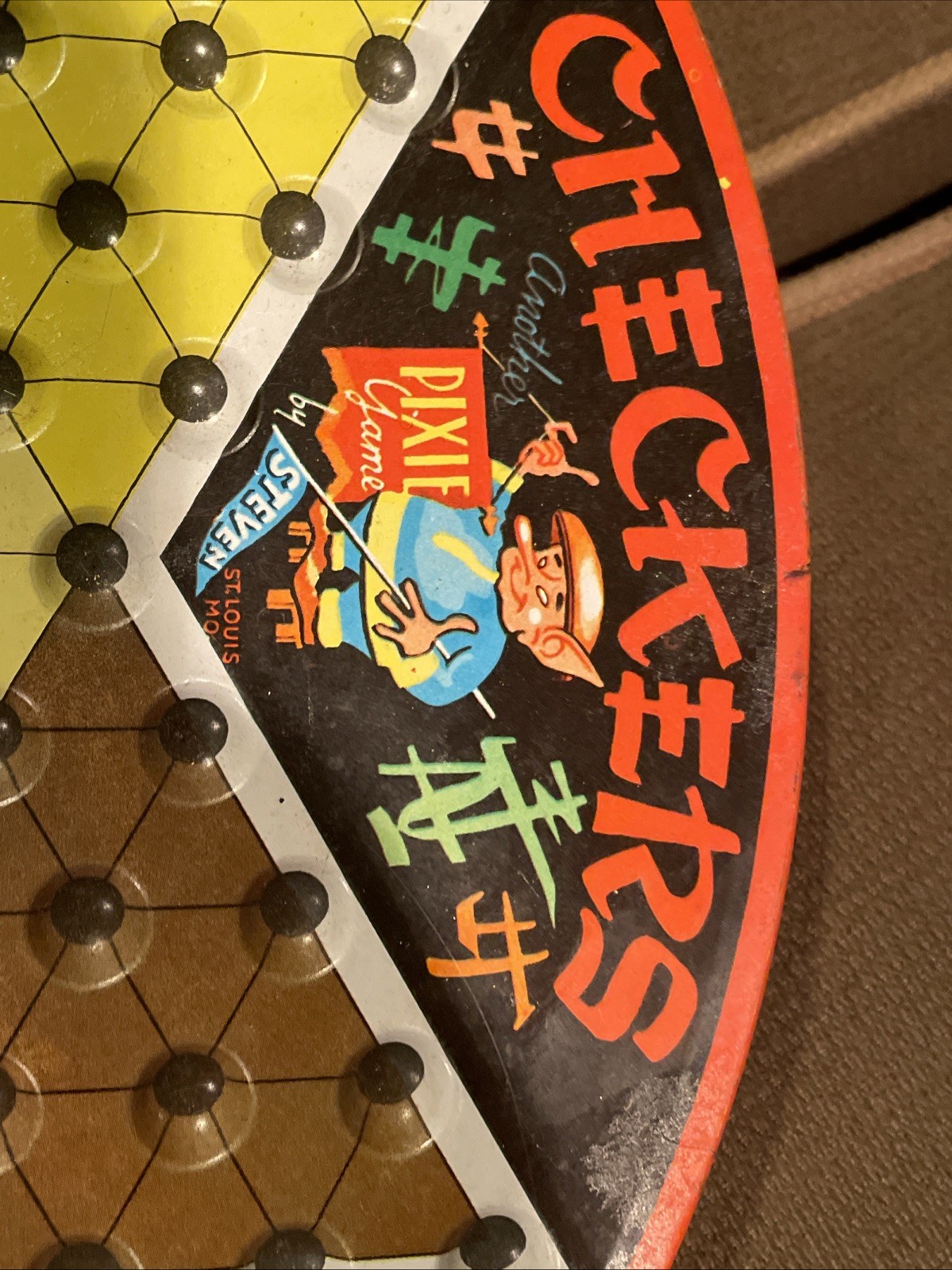 Vintage Chinese Checkers Game Pixie All Metal Game Board by Steven Mfg Co RARE!