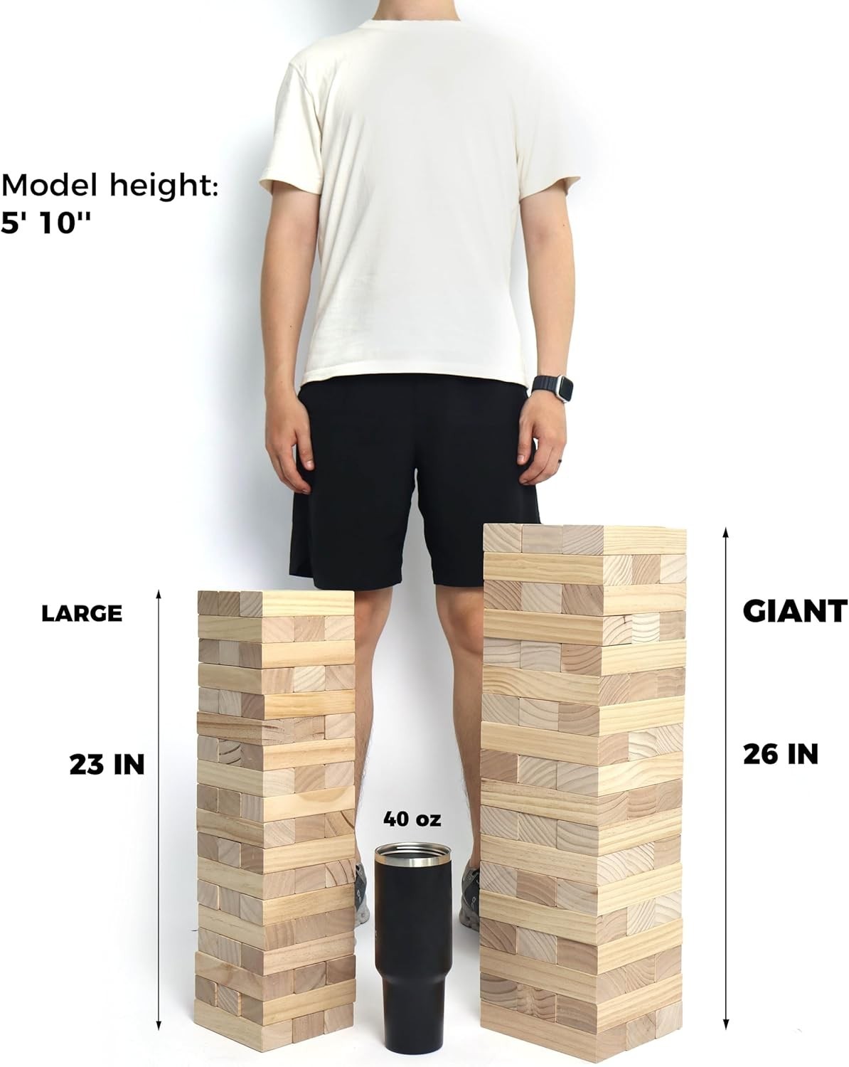 Outdoor Tower Game: 54 Large Stacking Blocks with Carry Bag & Scoreboard