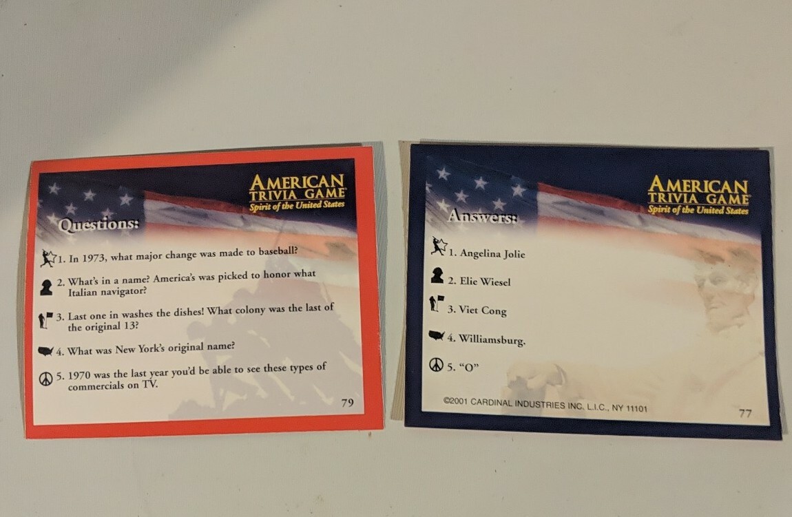 American Trivia Game 2001 Spirit of the United States – Metal Tin – Educational