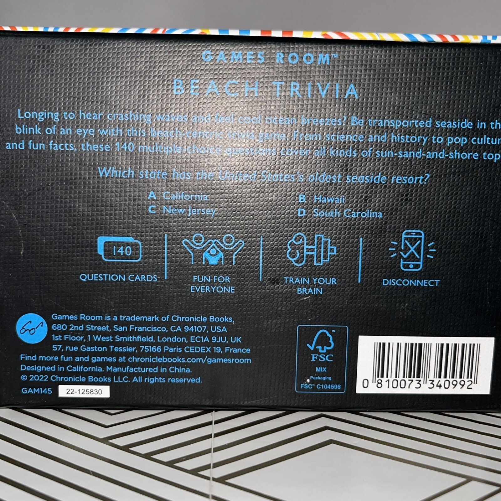 Games Room Beach Trivia Multi-Coloured Travel Vacation Bnb Supplies