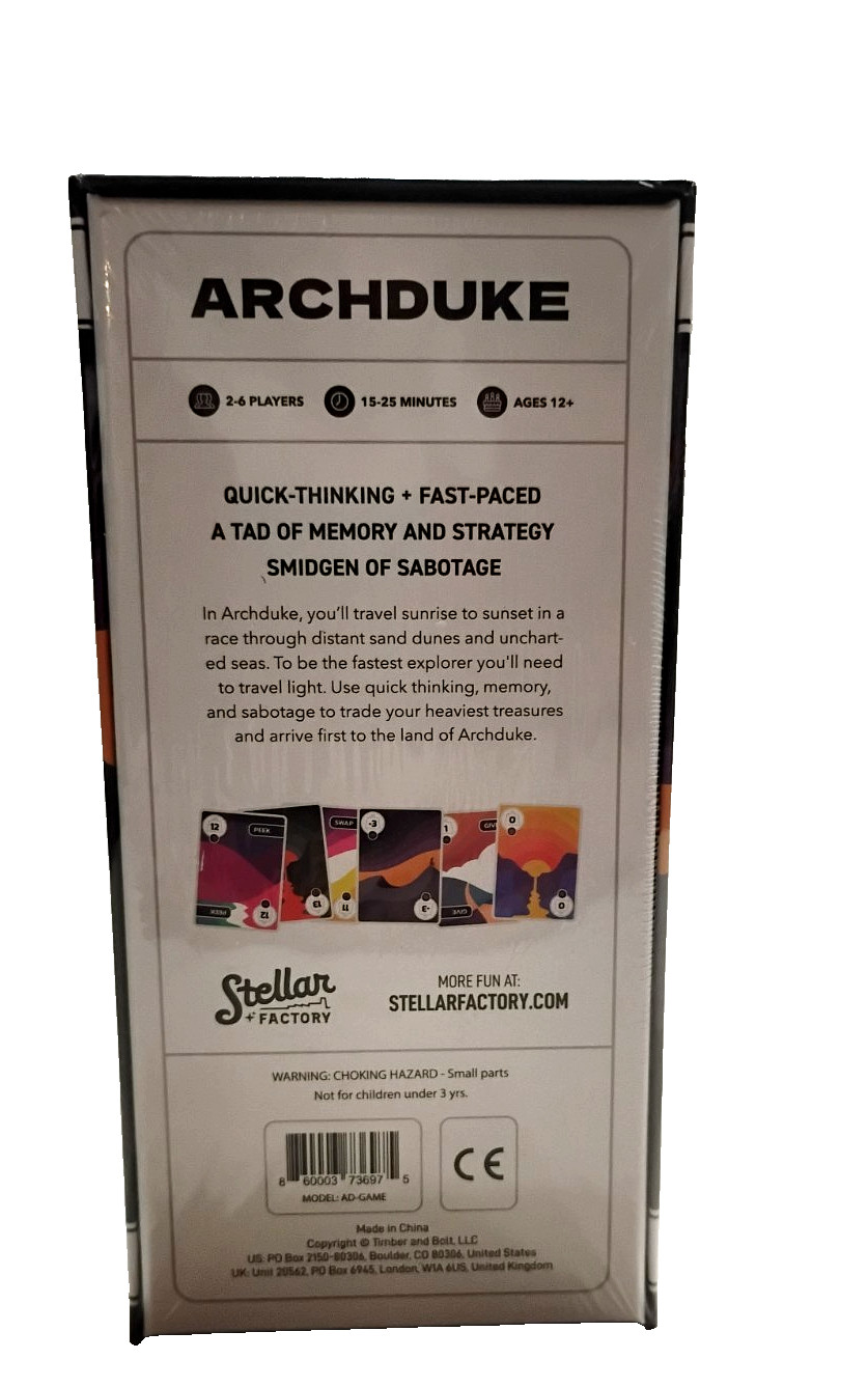 Archduke Card Game By Stellar Factory Brand New Sealed