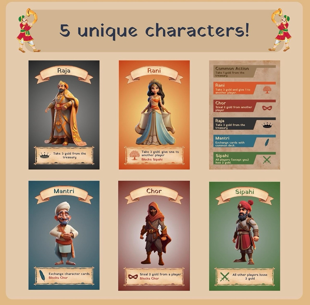 Raja Mantri Chor Sipahi Board Game for Adults | Light Strategy | Bluffing